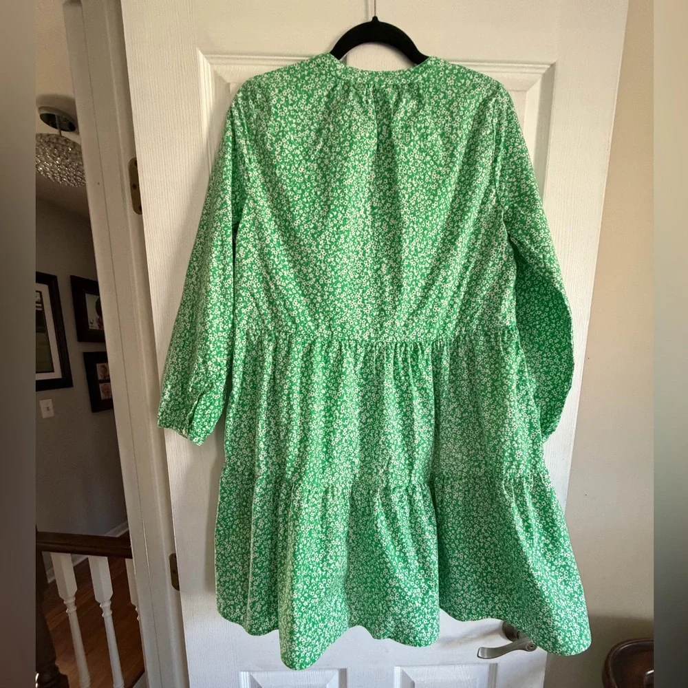 J. Crew Factory Dress Green Floral Cotton Poplin S - Picture 5 of 5